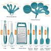22-Piece Mixing Bowls with Teal Blue Lids & Accessories Set, E-far Stainless Steel Nesting Bowls with Covers & Non-Slip Bottoms, Metal Bowls for Cooking/Baking/Serving/Storage -Size 7/3.5/2.5/1.5/1 QT view 3