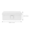 Cabilock Metal Stationery Storage Box with Hinged Lid 8.26X5.31X3.14 Inches Desktop Organizer Container for Pens Tape and Office Supplies view 3