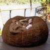 7ft Bean Bag Chair, Giant Soft Fluffy Faux Fur Bean Bag Cover Washable Jumbo Bean Bag Sofa Chair - XXL Sack Chair for Dorm, Family Room(Only Cover, No Filler) (Color : Gray) view 1