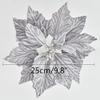 tiecawk 4Pack Christmas Poinsettia Decorations 9.8In Artificial Velvet Flowers for Christmas Tree Ornament DIY Wreath Xmas Party Home Supplies (Silver) view 2