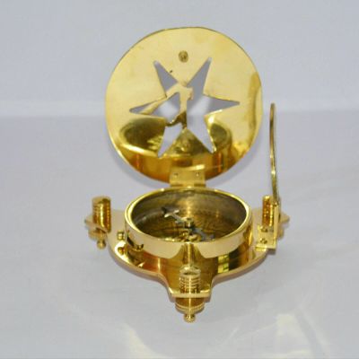 Antique Nautical Brass 4 "inch Star Sundial Compass Marine Collectible Gift Item