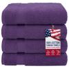 American Veteran Towel, 100% Cotton Turkish Bath Towels for Bathroom 4 Pack, 27x54 Extra Large Premium Soft Drying Bathroom Towels, Purple view 1