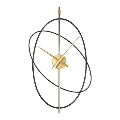 CGF- Clock Simple Silent Wall Clock Wrought Iron Metal Oval Living Room Bedroom Silent Clock Wall Clock 16*28in