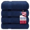 American Veteran Towel, 100% Cotton Turkish Bath Towels for Bathroom 4 Pack, 27x54 Extra Large Premium Soft Drying Bathroom Towels, Navy Blue view 1