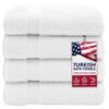 American Veteran Towel, Turkish Bath Towels for Bathroom 4 Pack, 27x54 Extra Large Premium Soft Drying Bathroom Towels, White view 1