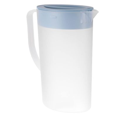 1. 6L Plastic Beverage Kettle Beverage Pitcher Kettle Heat Resistant Cold Water Pitcher Juice with Lids (Blue)