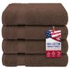 American Veteran Towel, 100% Cotton Turkish Bath Towels for Bathroom 4 Pack, 27x54 Extra Large Premium Soft Drying Bathroom Towels, Brown view 1