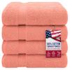 American Veteran Towel, 100% Cotton Turkish Bath Towels for Bathroom 4 Pack, 27x54 Extra Large Premium Soft Drying Bathroom Towels, Coral view 1