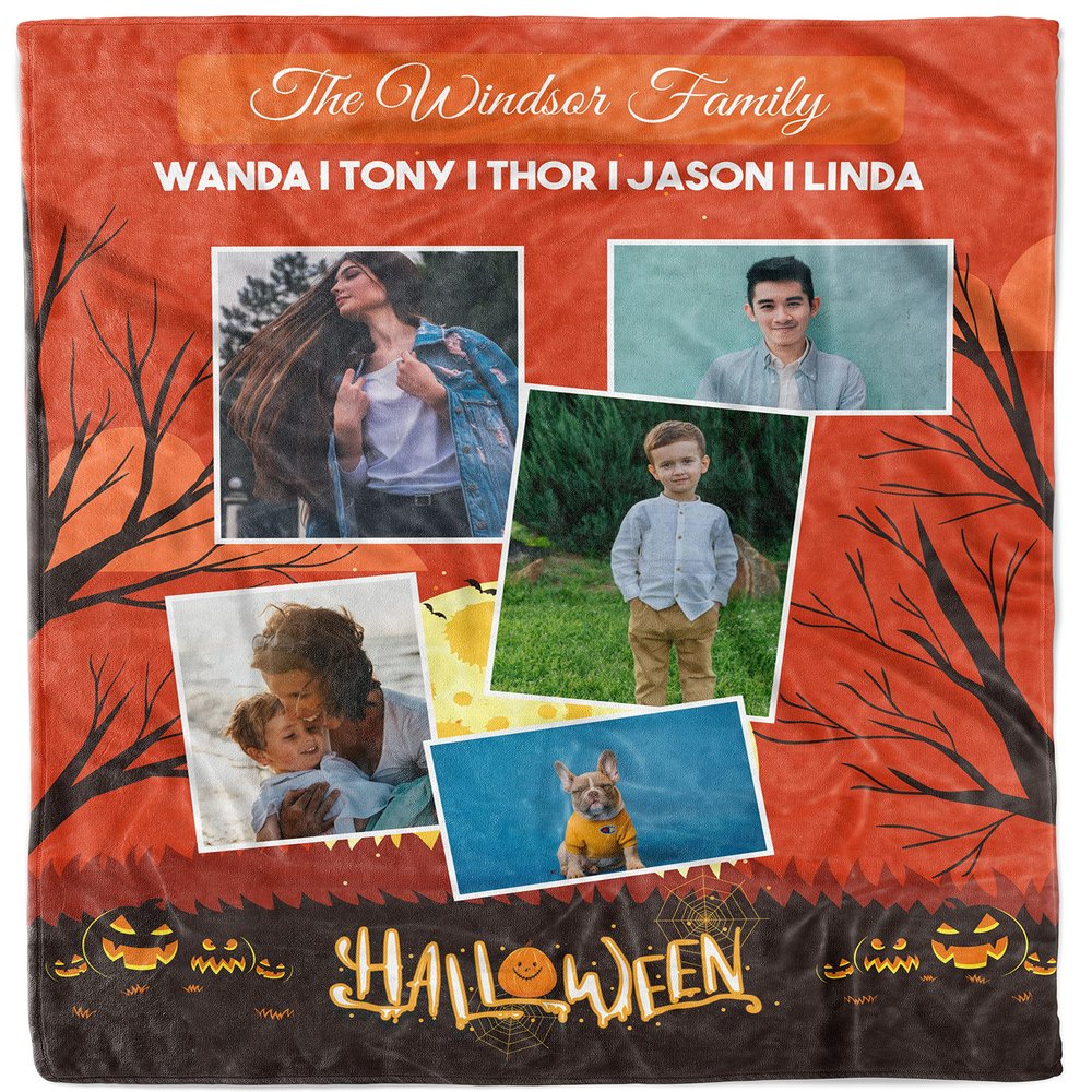 Launchigo Customized Halloween Throw Blankets. Spider Webs, Witch Brew, Ghost and Horror, Decorated Pumpkin Blanket. Fleece Blanket for Halloween.[Custom] (Halloween Blanket 06, 60" X 80")