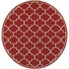 HomeRoots Polypropylene 8 Round Red and Ivory Trellis Indoor Outdoor Area Rug view 1