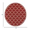 HomeRoots Polypropylene 8 Round Red and Ivory Trellis Indoor Outdoor Area Rug view 2