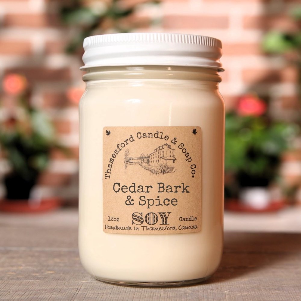 Cedar Bark & Spice Scented Candle - Nature's empowering cedar bark with subtle notes of spice (12oz)