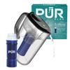 PUR Plus 7-Cup Water Filter Pitcher, Cleaner, Great-Tasting Water, Dishwasher Safe, Powerful, Lead-Reducing Filtration, LockFit Cap Design, Smoke view 1