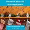 BIRDROCK HOME Christmas Stocking Holders for Mantle - Weighted Metal Hanger for Stockings & Holiday Decor - Metal Hook for Fireplace, Staircase, Shelf - Non-Scratch Base - Holiday Collection, Set of 4 view 2