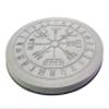 Brokkr & Eitri Stone Altar | Norse Viking Vegvsir Base | Nordic Wicca Concrete Stand Riser Display (White) view 1