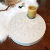 Brokkr & Eitri Stone Altar | Norse Viking Vegvsir Base | Nordic Wicca Concrete Stand Riser Display (White) view 3
