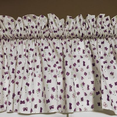 lovemyfabric Butterflies and Flowers Decorative Valance Window Treatment Home Dcor Cabinet Cover/Bedroom Kitchen Rv Classroom Window Valance (24" Tall, Purple)