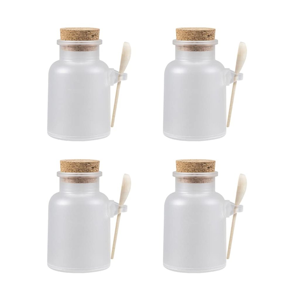 Bath Jar 4 Sets Bottled Powder Coffee Tea Bottle Airtight Powder Salt Holder Clear Empty Jar Bath Salt Container Plastic Frosted Travel Sealed Glass s