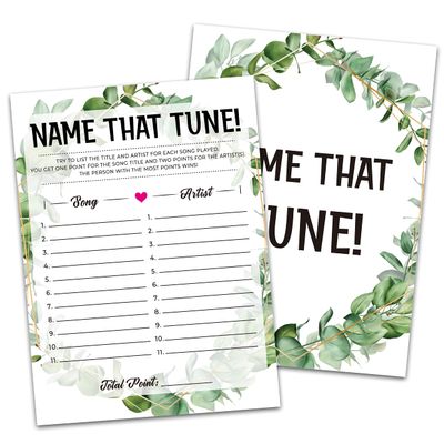 Baby Shower Game: Name That Tune, Tropical Jungle Theme Party Set for Gender Neutral Boys or Girls, 30 Cards (Green009)