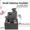 4 Tier Tabletop Fountain, USB Mini Decorative Fountain with River Rocks and LED Lights, Waterfall Decor Ornament Desktop Crafts for Home Office view 2