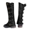 LIALIYA Retro Leather Gaiters, Medieval Soldier Knights Boots Cover Gothic Cosplay Adjustable Shoes Cover, for Hiking, Climbing, Hunting, Trekking,Black view 1