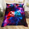 Gaming Comforter Cover Set Twin,Boys Blue and Red Lightning Bedding Set,Gamer 3D Cool Gamepad Duvet Cover Decorative 2 Piece,Soft Microfiber Reversible Bedspread Cover Console Game Print,No Filler view 4