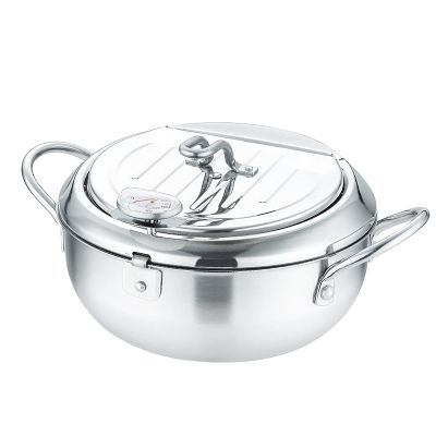 Fryer, Household Temperature Control Small Fryer, Flat-bottom Frying Pan, Stainless Steel Fryer,Large