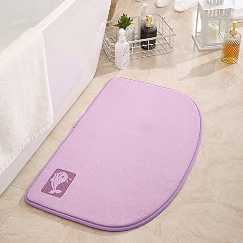 GIBZ Semicircle Memory Foam Bath Mat 1.5cm Thick Soft Absorbent Floor Mats Machine Washable Quick Dry Rugs for Bath Room Shower, Light Purple, 19.5"x31.2"