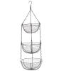 Cabilock 1pc Three Hanging Iron Art Fruit Basket for Home Storage Black Decorative Holder for Kitchen Counter Living Room and Dining Area for Fruits and Snacks view 1