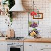 Cabilock 1pc Three Hanging Iron Art Fruit Basket for Home Storage Black Decorative Holder for Kitchen Counter Living Room and Dining Area for Fruits and Snacks view 3