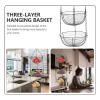 Cabilock 1pc Three Hanging Iron Art Fruit Basket for Home Storage Black Decorative Holder for Kitchen Counter Living Room and Dining Area for Fruits and Snacks view 4