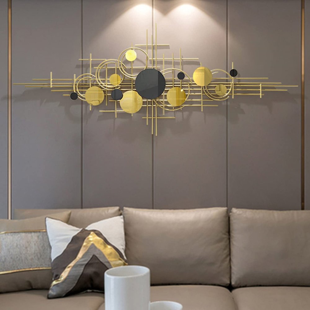 Daoyuan Metal Wall Decor,Modern Luxury Art Wall Sculpture Wall Decoration,Creative Handmade Wall Decoration Made of Metal,Iron Wall Decoration for Living Room Kitchen Bedroom Office