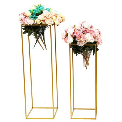 2Pcs Wedding Flower Vase Tabletop Flower Stand Gold Floor Vases Metal Wedding Centerpiece Stand Display Rack Aisle Decoration Pillar for Lawn Wedding Hotel Ceremony Banquet Hall Decor(80cm, 100cm)