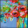 ABSTRACT FLOWER VASE Painting- Red Floral Canvas Print - Flower Bouquet Art - Unique Floral Print - Floral Art- Abstract Floral Canvas (Giclee Canvas, 18x24 Inches) view 1