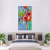 ABSTRACT FLOWER VASE Painting- Red Floral Canvas Print - Flower Bouquet Art - Unique Floral Print - Floral Art- Abstract Floral Canvas (Giclee Canvas, 18x24 Inches) view 2