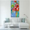 ABSTRACT FLOWER VASE Painting- Red Floral Canvas Print - Flower Bouquet Art - Unique Floral Print - Floral Art- Abstract Floral Canvas (Giclee Canvas, 18x24 Inches) view 4