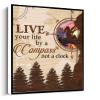 Canvas Framed Hiking Live Your Life By A Compass Not A Clock,Birthday Wedding Gift Canvas wall art For living room bedroom office home decoration artwork 12"x16"Framed view 1