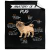 Anatomy of A Pug Blanket Throw, Educational Learning Blanket, Perfect Girl & Boy's Gift, Super Soft Lightweight Funny Animal Lover Blanket for Sofa Bed Travel 120"x90" XL for Family view 1