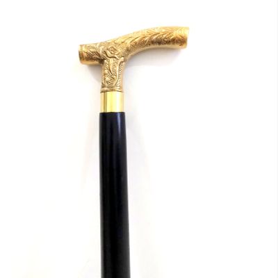 Vimal Nautical Golden & Black Brass Walking Stick Cane Wooden Walking Stick Cane 36" Brass Handle Handmade Wooden Stick for Men