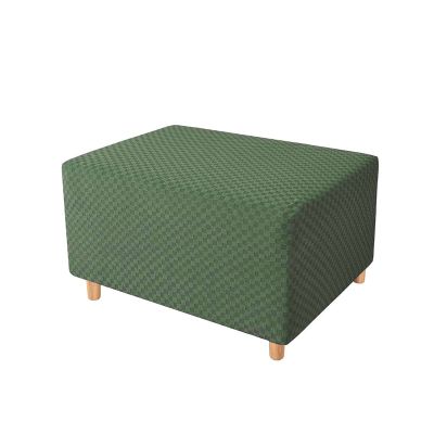 YSLJW Elastic Ottoman Stool Slipcover Jacquard Square Footstool Sofa Furniture Protector Covers (Color : Greentea, Size : Small)