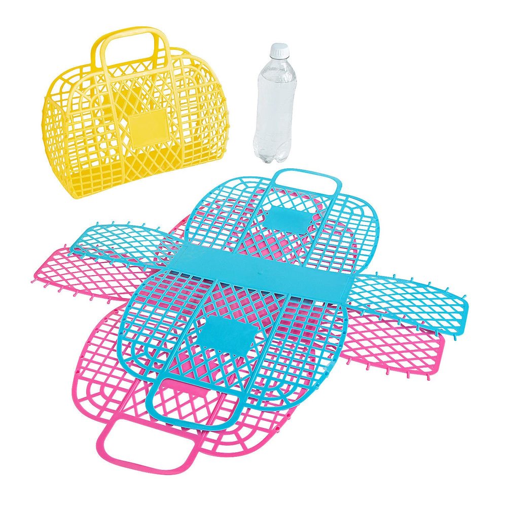 Fun Express Large Jelly Plastic Beach Totes, 6 Pieces