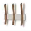 Drakestone Designs 16-Inch Mid Century Coat Rack with 3 Wooden Hooks, Farmhouse Style Hookrail for Bedroom, Living Room, Hallway, and More, Solid Wood, 9.5" H x 16" W x 2.25" D, White and Walnut view 1