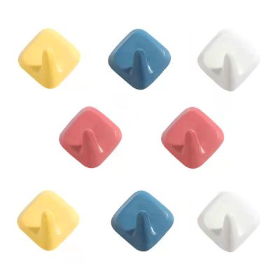 PINKG 8pcs Coloful Adhesive Hooks Heavy Duty Wall Hooks Towel Waterproof Hooks for Hanging Coat, Towels, Hats, Keys, Shower, Kitchen, Living Room, Depot