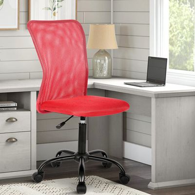 Armless Office Chair Mesh Desk Chair, Ergonomic Computer Chair with Lumbar Support, Adjustable Rolling Swivel Executive Chairs Modern Small Desk Chair for Conference Room, Red