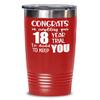 18th Anniversary Tumbler for Husband from Wife Congrats on Completing Your Eighteen Year Trial Funny Marriage Keepsake 20 or 30oz Hot Cold Cup Coffee view 1