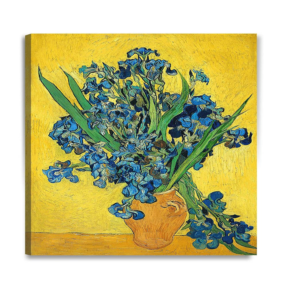 DECORARTS - Irises Vase Flower. Vincent Van Gogh Art Reproduction. Giclee Print on Canvas. Wall Art for Home. 40x32