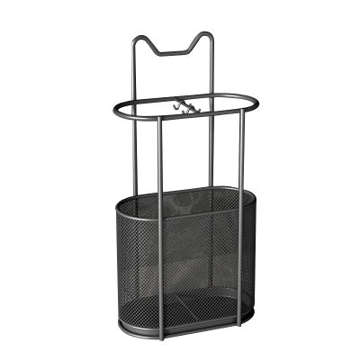 Umbrella Rack Black and Gold Umbrella Stand, Metal Wrought Iron Umbrella Holder, Entrance Umbrella/Stick Storage Rack, with Hook and Drip Tray (Color : Black)