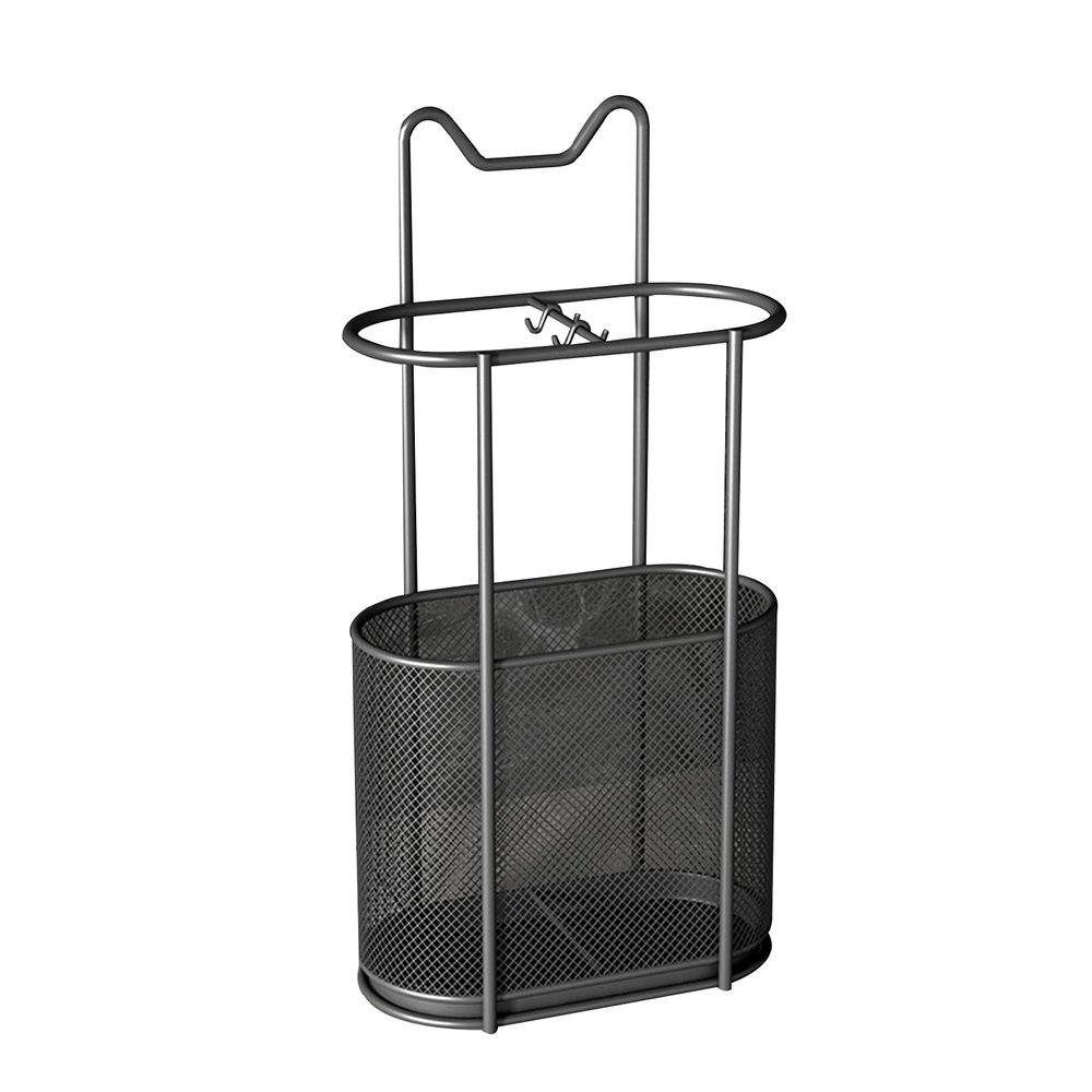 Umbrella Rack Black and Gold Umbrella Stand, Metal Wrought Iron Umbrella Holder, Entrance Umbrella/Stick Storage Rack, with Hook and Drip Tray (Color : Black)