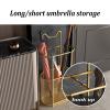 Umbrella Rack Metal Wrought Iron Umbrella Stand, Long/Short Umbrella Storage Rack, with Hook and Drip Tray, Easy to Clean, Black and Gold (Color : Black) view 3