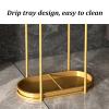 Umbrella Rack Metal Wrought Iron Umbrella Stand, Long/Short Umbrella Storage Rack, with Hook and Drip Tray, Easy to Clean, Black and Gold (Color : Black) view 4